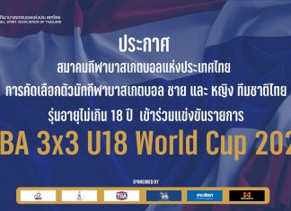 ประกาศ การคัดเลือกตัวนักกีฬาบาสเกตบอลชายและหญิงทีมชาติไทย รุ่นอายุไม่เกิน 18 ปีเข้าร่วมแข่งขันรายการ “FIBA 3×3 U18 World Cup 2023”